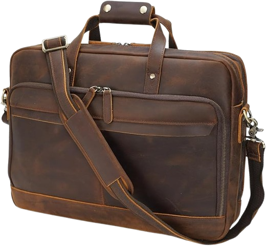 Masa Kawa Leather Briefcase 17-Inch Laptop Bag